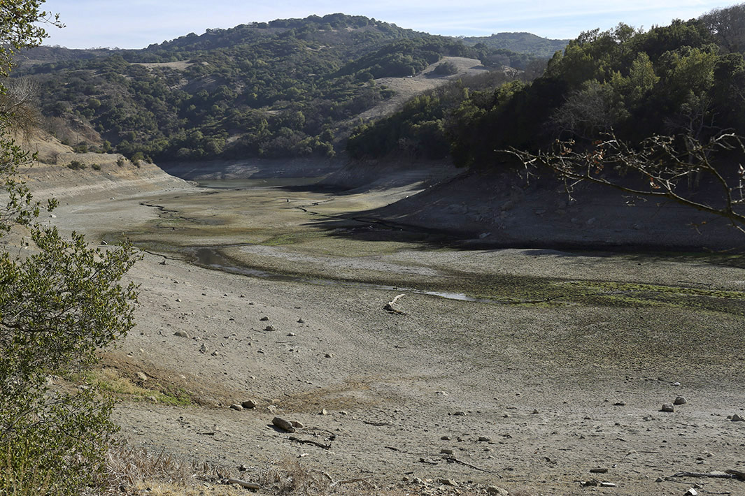 The nearly dry bottom of the Almaden Reservoir is shown near San Jose, California Jan. 21, 2014.